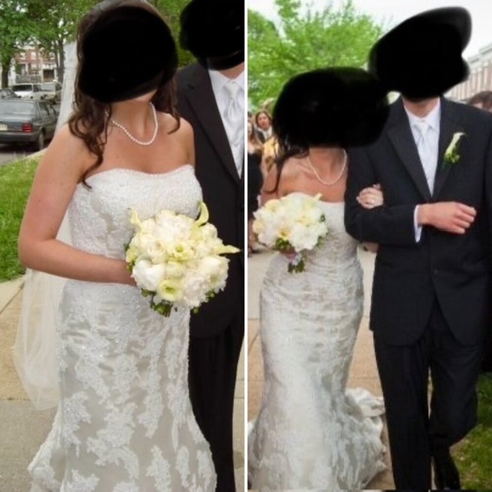 Oleg Cassini Lace Beaded Wedding Dress, Size 8